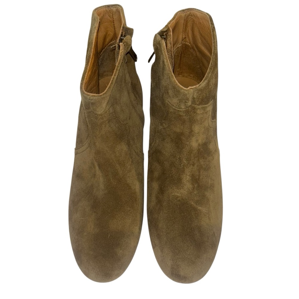 Isabel Marant Dicker Suede Almond Toe Cuban Heel Cowboy Ankle Boots - Picture 2 of 7